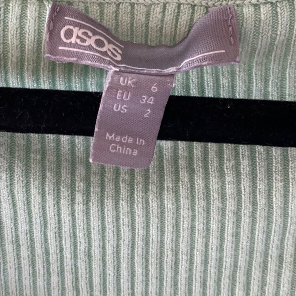 ASOS Mint Green Ribbed Button-Up Top - Picture 3 of 3